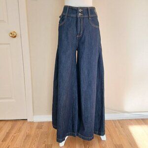NWOT Anthropologie Pilcro Dramazzo Ultra Wide Leg Jeans Rinse Wash Size 29